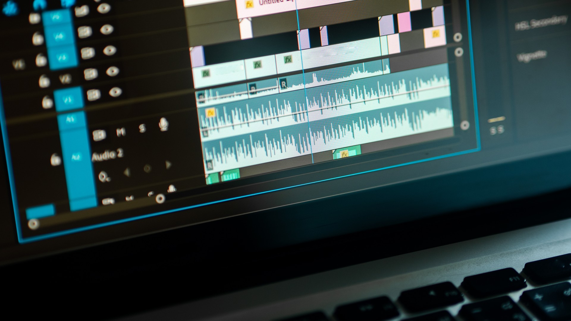 video editting timeline close up